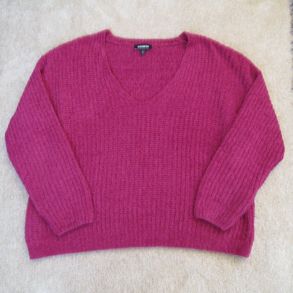 EXPRESS Hot Pink Chenille Sweater - Picture 8 of 8
